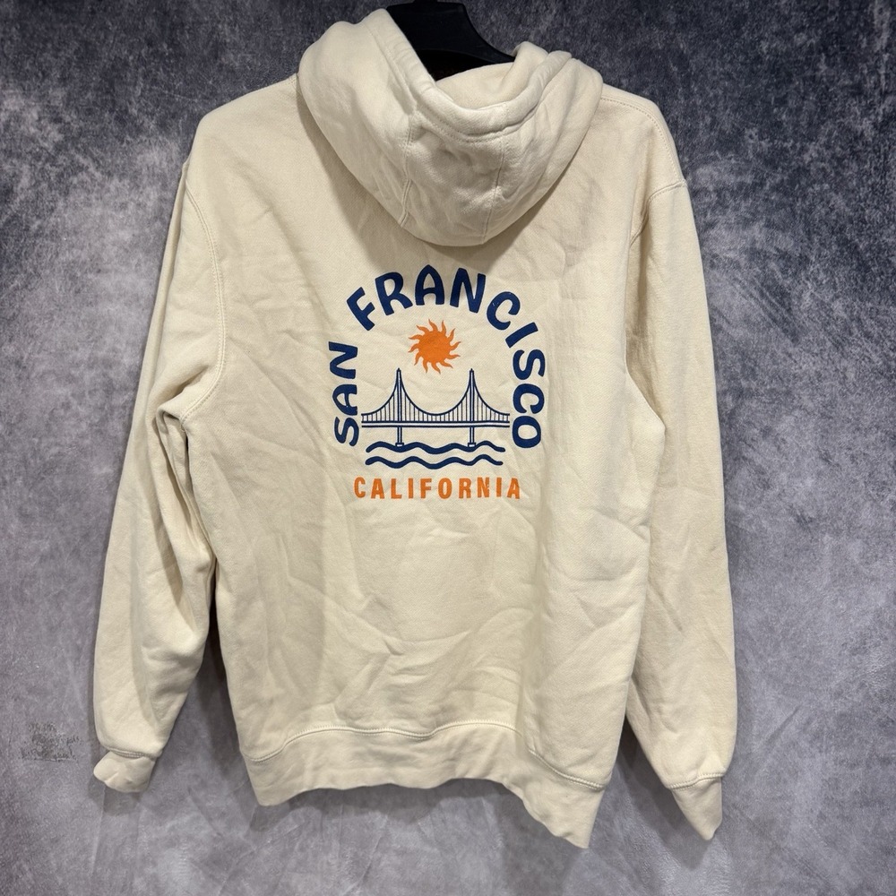 Lane Seven San Francisco California Hoodie Men’s Large Cream Bridge Graphic